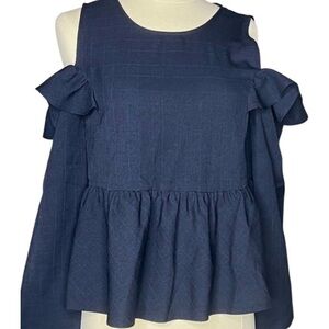 BP Blue Sleeveless Ruffled Blouse